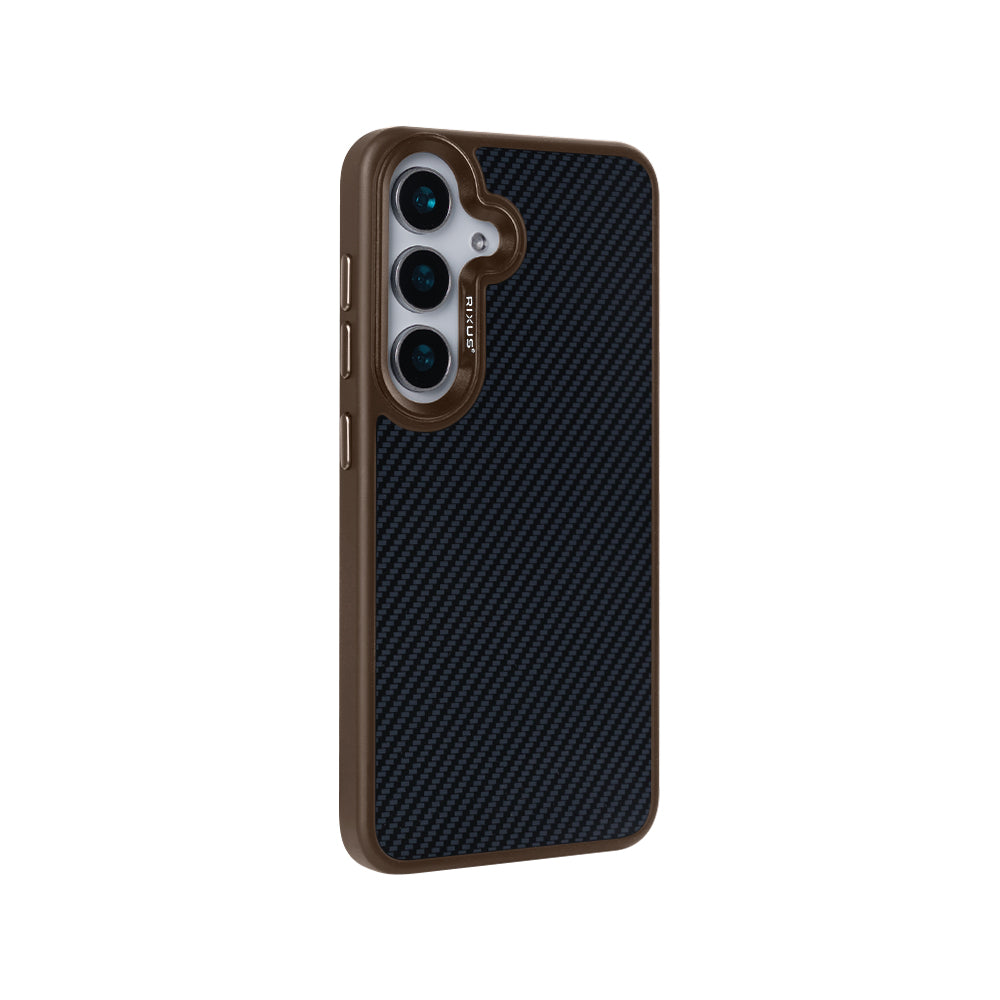 Rixus Mag Carbon mit MagSafe kompatibel für Samsung Galaxy S25 Plus Brown – Bild 4