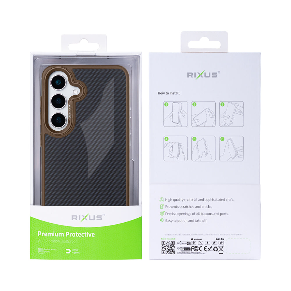 Rixus Mag Carbon mit MagSafe kompatibel für Samsung Galaxy S25 Plus Brown – Bild 5