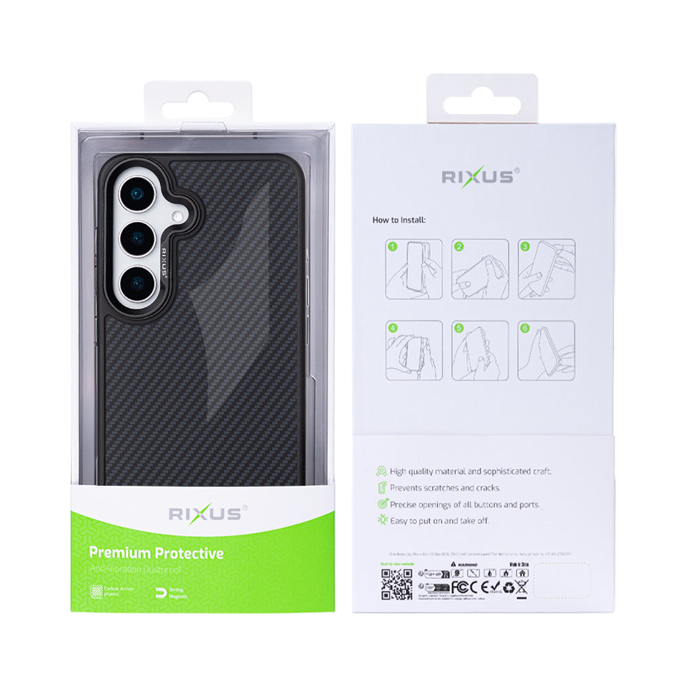 Rixus Mag Carbon mit MagSafe kompatibel für Samsung Galaxy S25 Plus Titanium Black – Bild 5