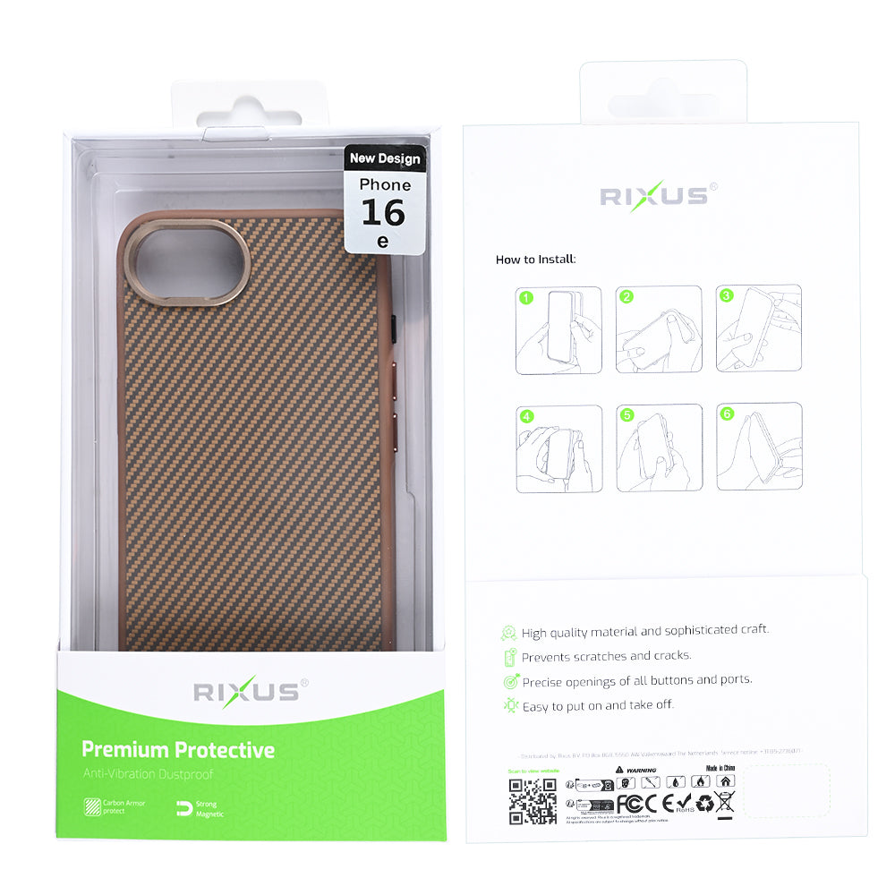Rixus Mag Carbon mit MagSafe kompatibel für Apple iPhone 16e, 17e Brown – Bild 4