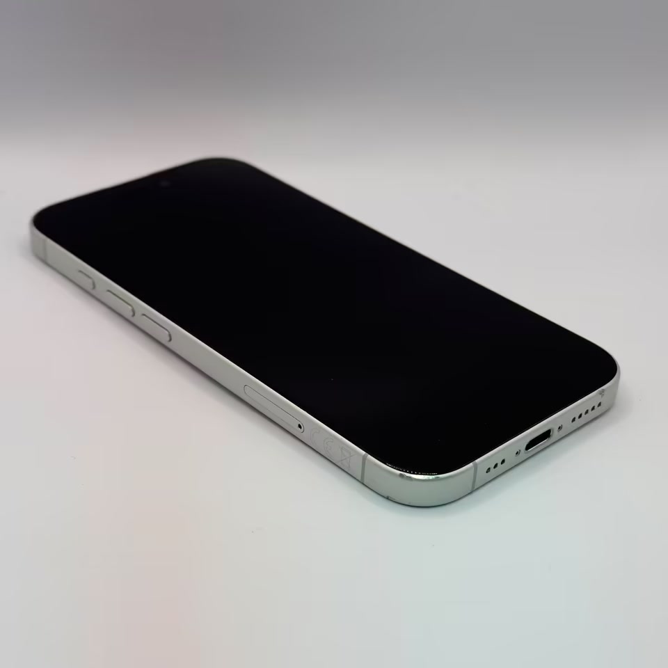 Apple iPhone 16 Weiß, Display und linker Rahmen
