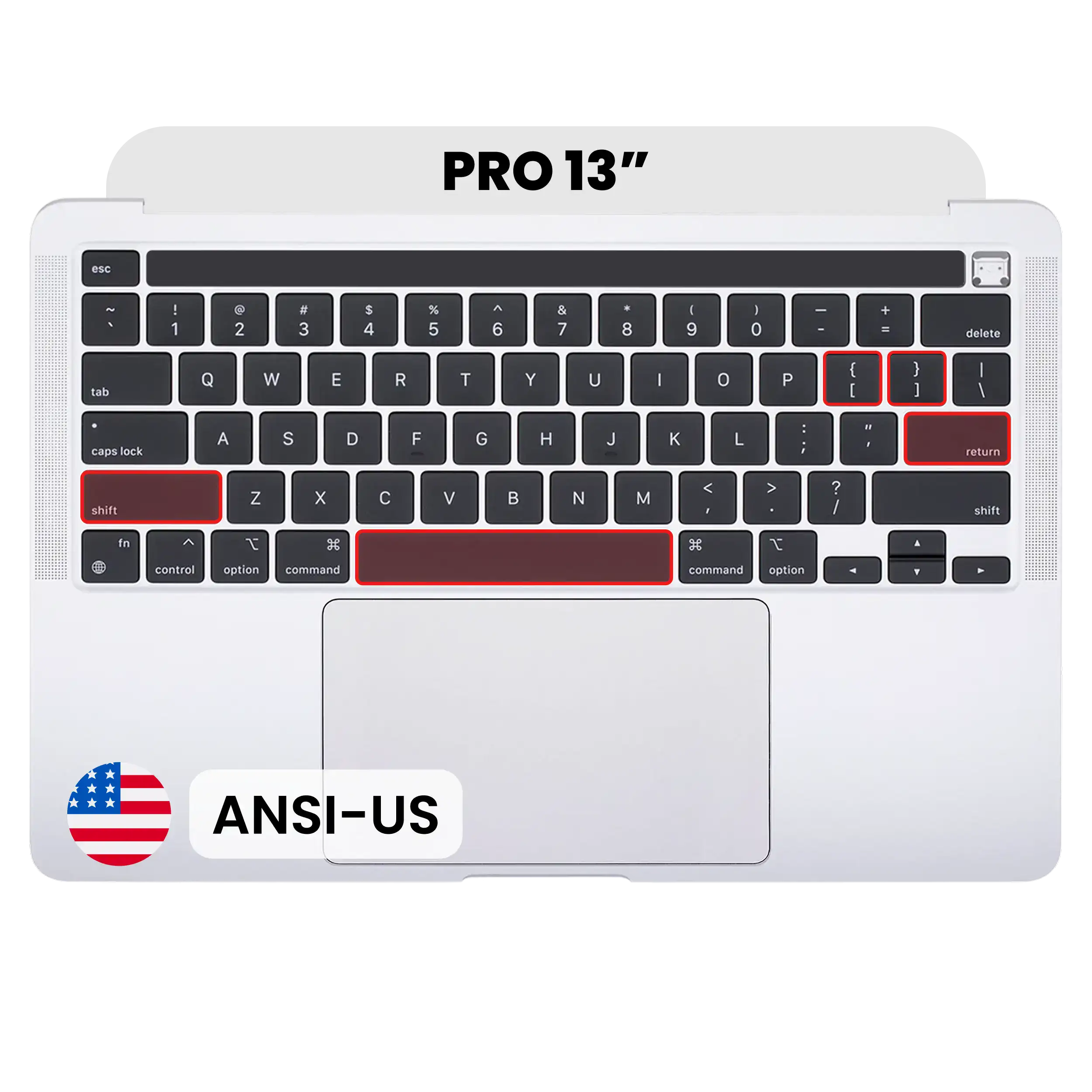 Topcase Tastatur MacBook A2338 2020 ANSI US Silber Original Grade B/C