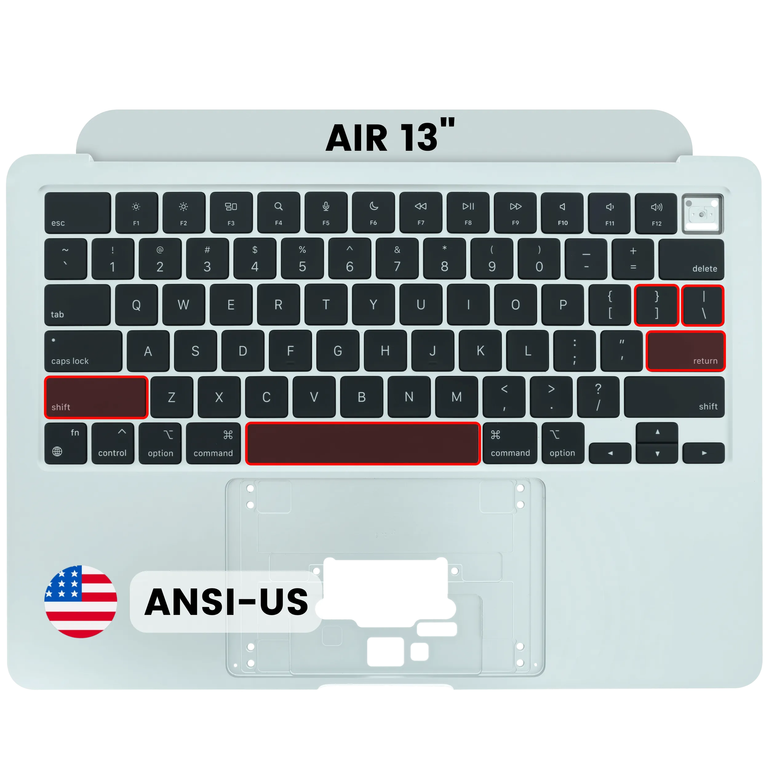 Topcase Tastatur MacBook A2681 2022 ANSI US Silber Original Grade A