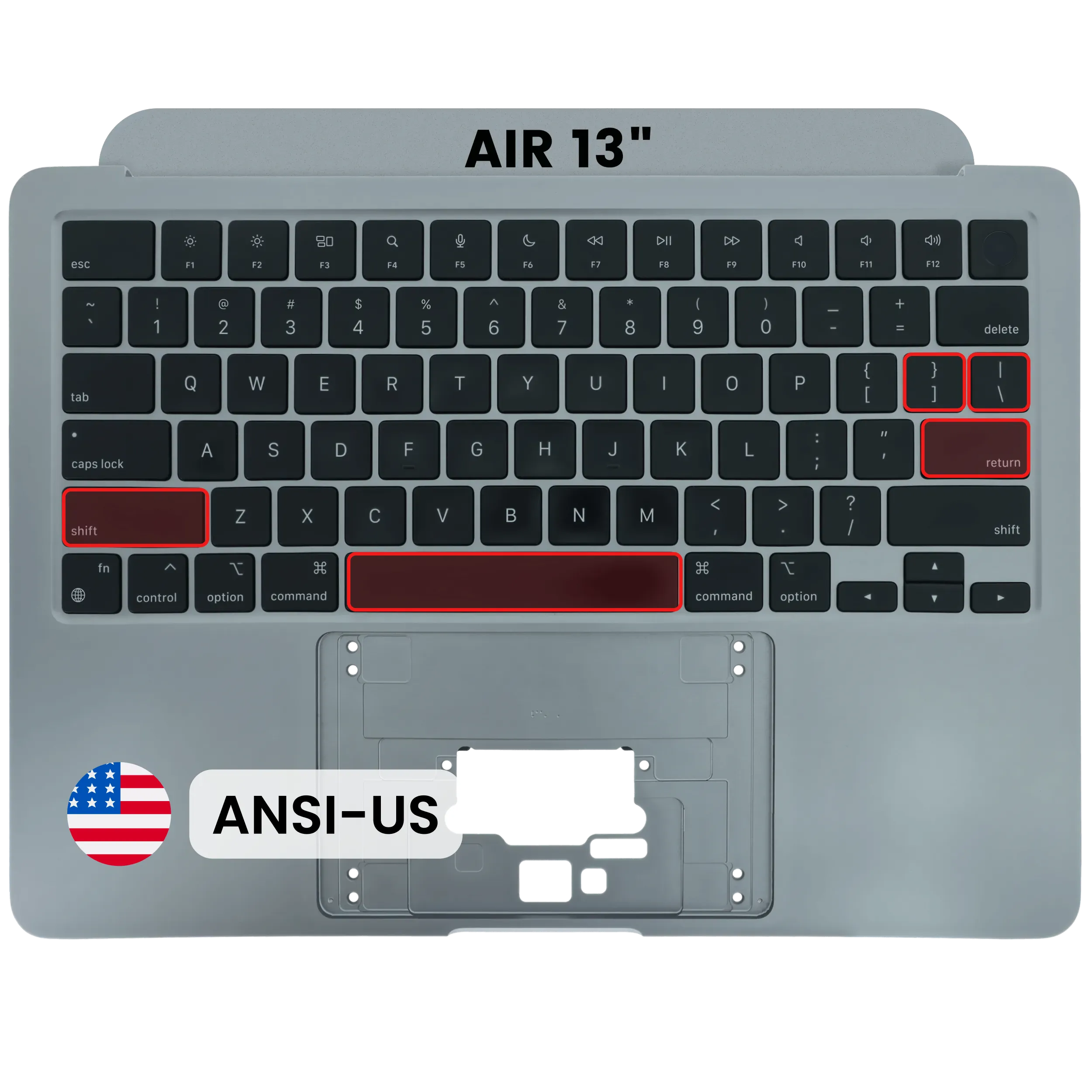 Topcase Tastatur MacBook A2681 2022 ANSI US Grau Original Grade A