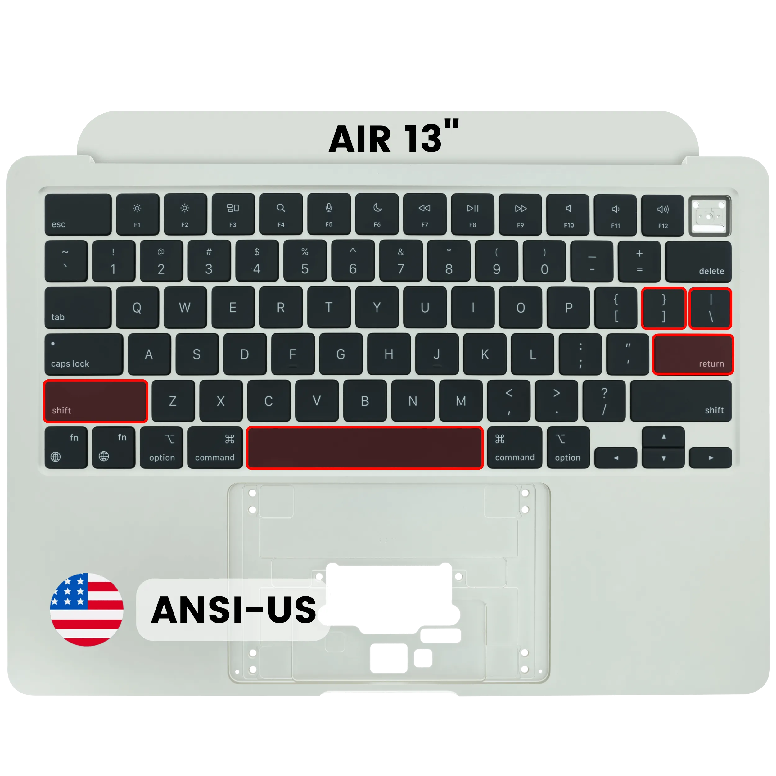 Topcase Tastatur MacBook A2681 2022 ANSI US Starlight Original Grade A