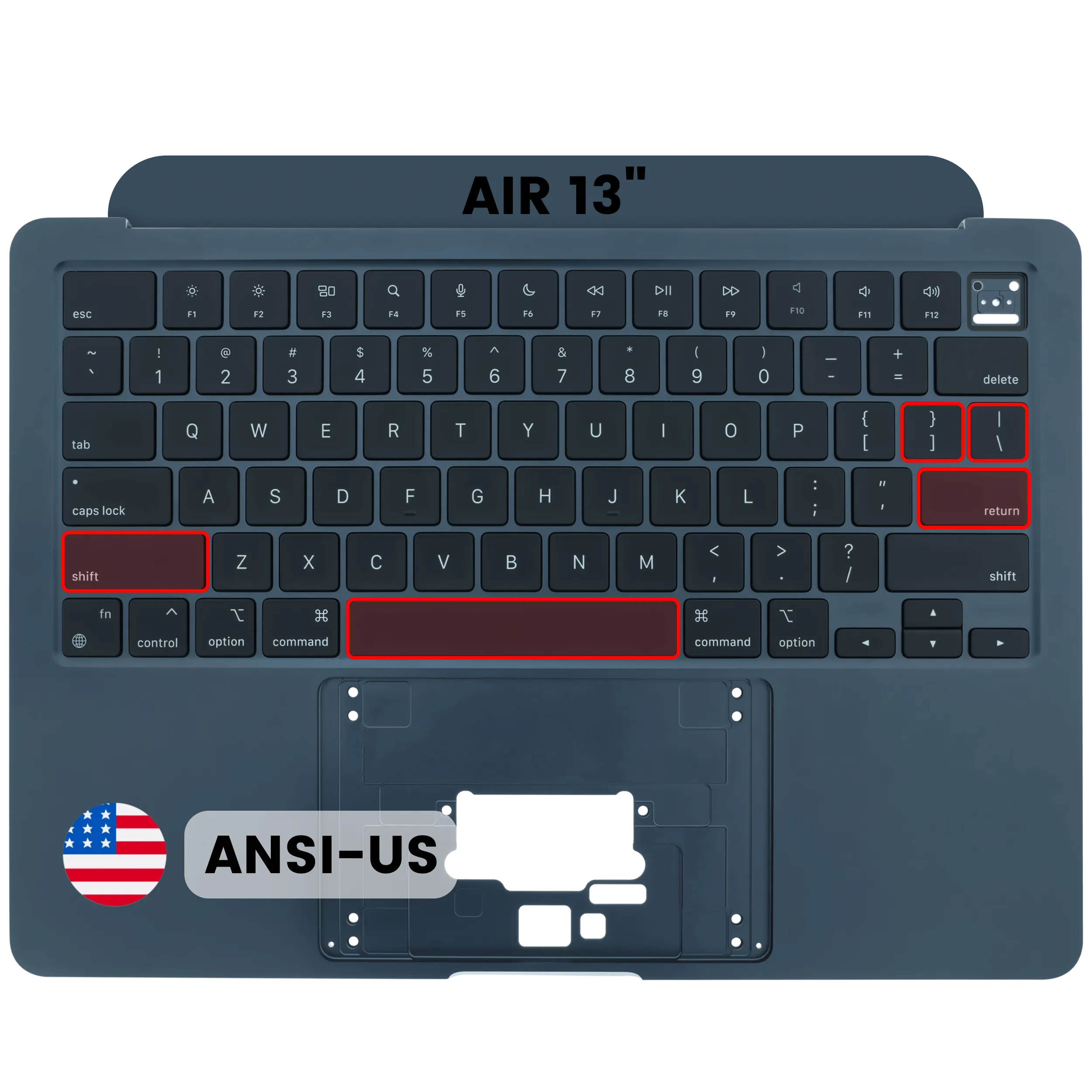 Topcase Tastatur MacBook A3240 2025 ANSI US Midnight Original Grade A