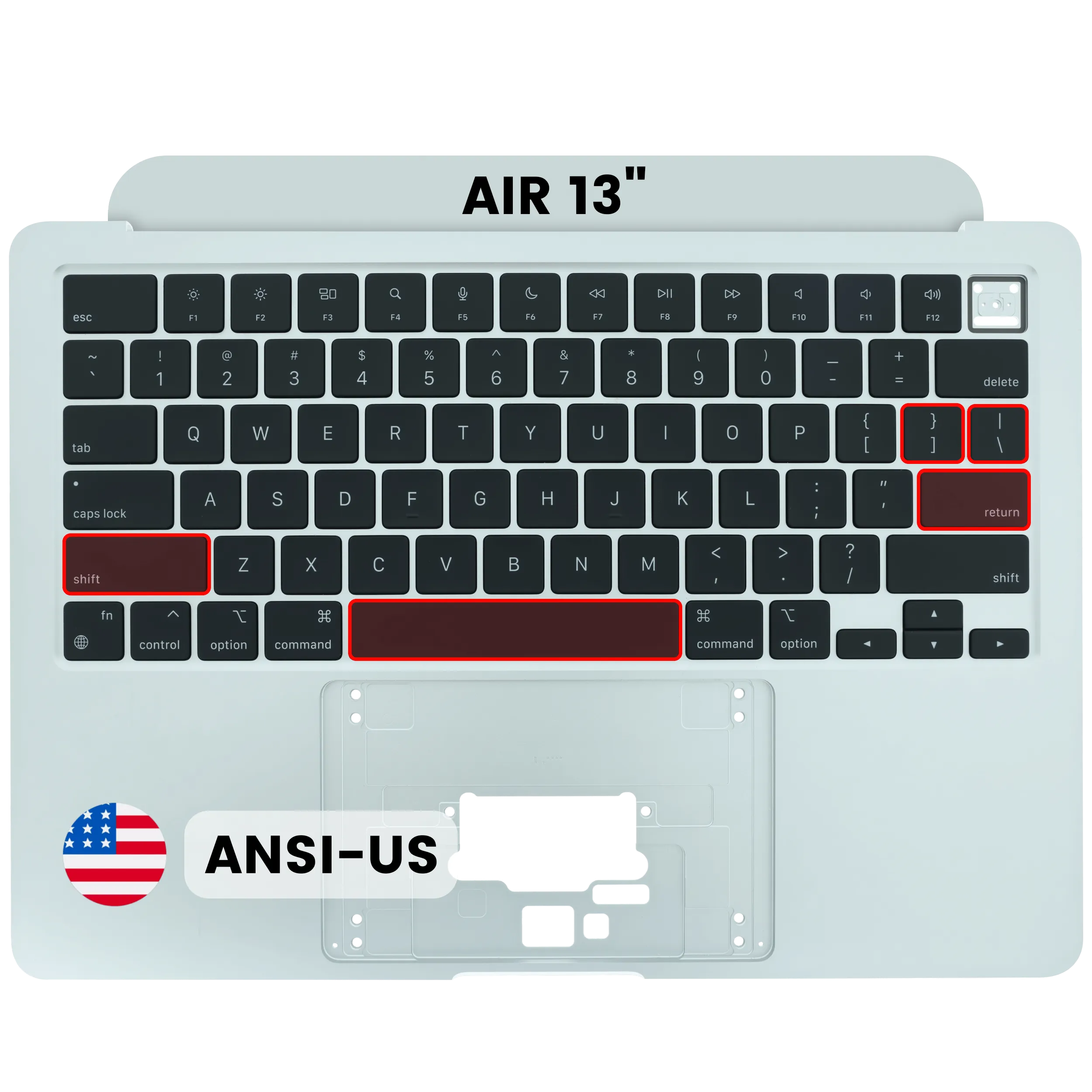 Topcase Tastatur MacBook A3240 2025 ANSI US Silber Original Grade A