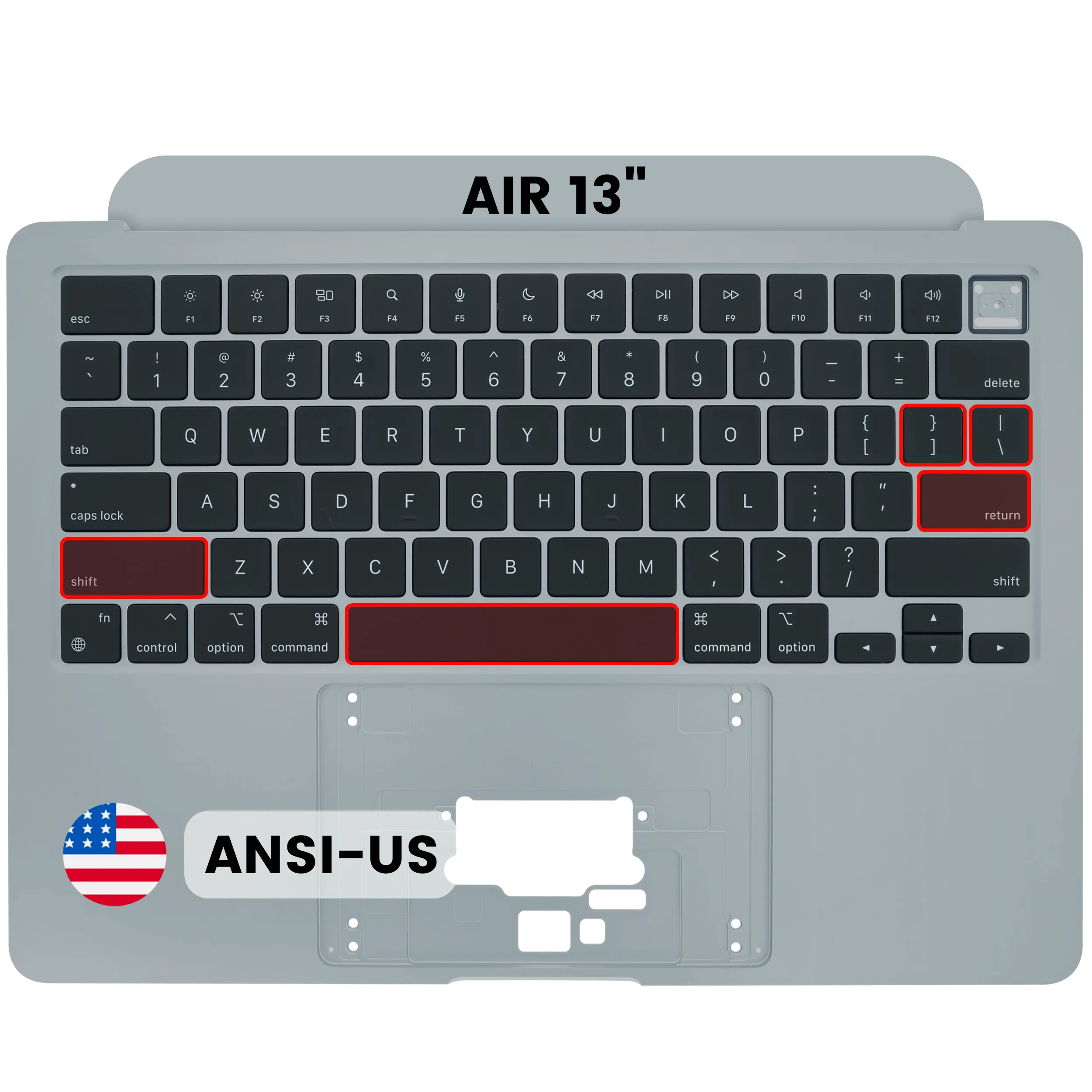 Topcase Tastatur MacBook A3113 2024 ANSI US Silber Original Grade A