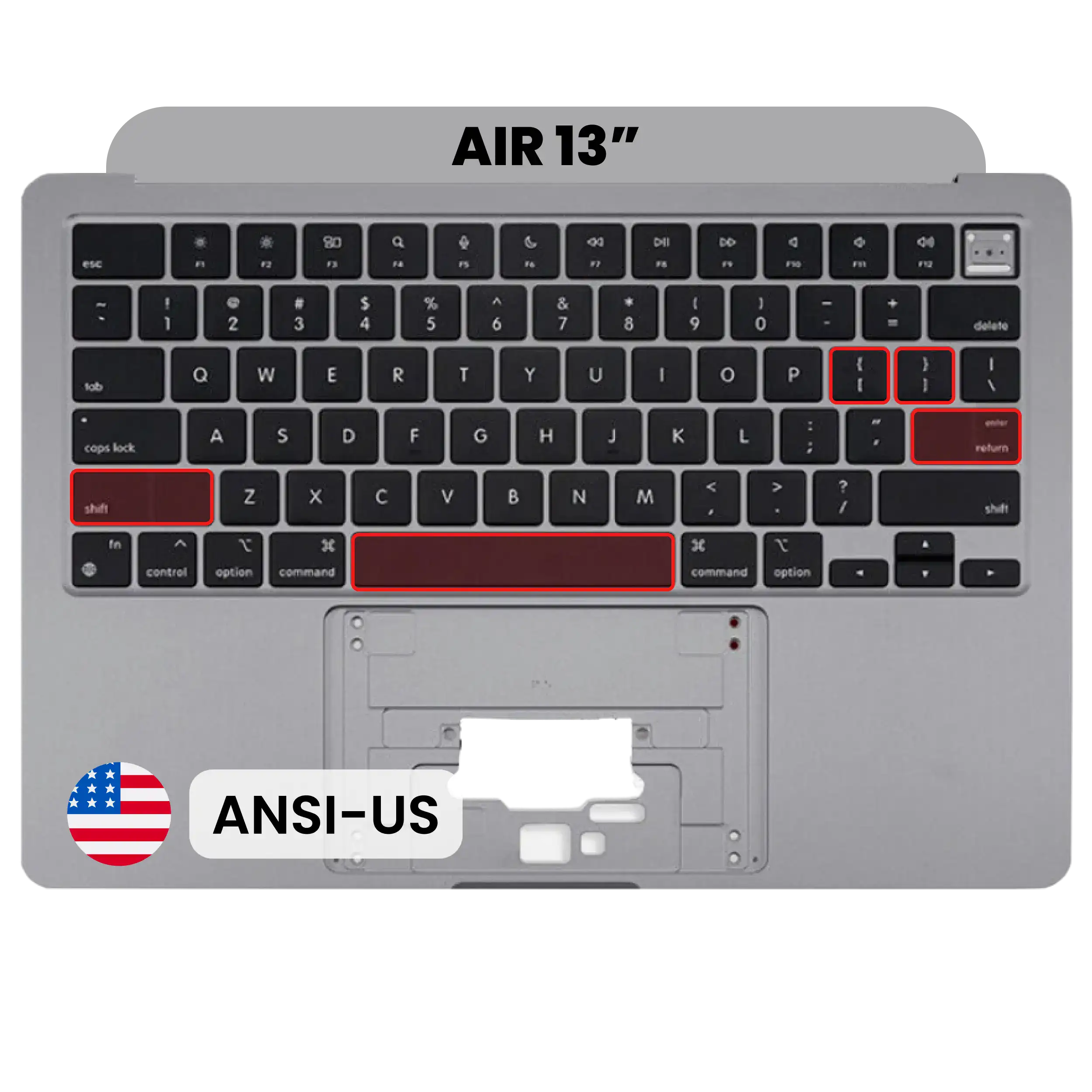 Topcase Tastatur MacBook A2681 2022 ANSI US Grau Original Grade A – Bild 6